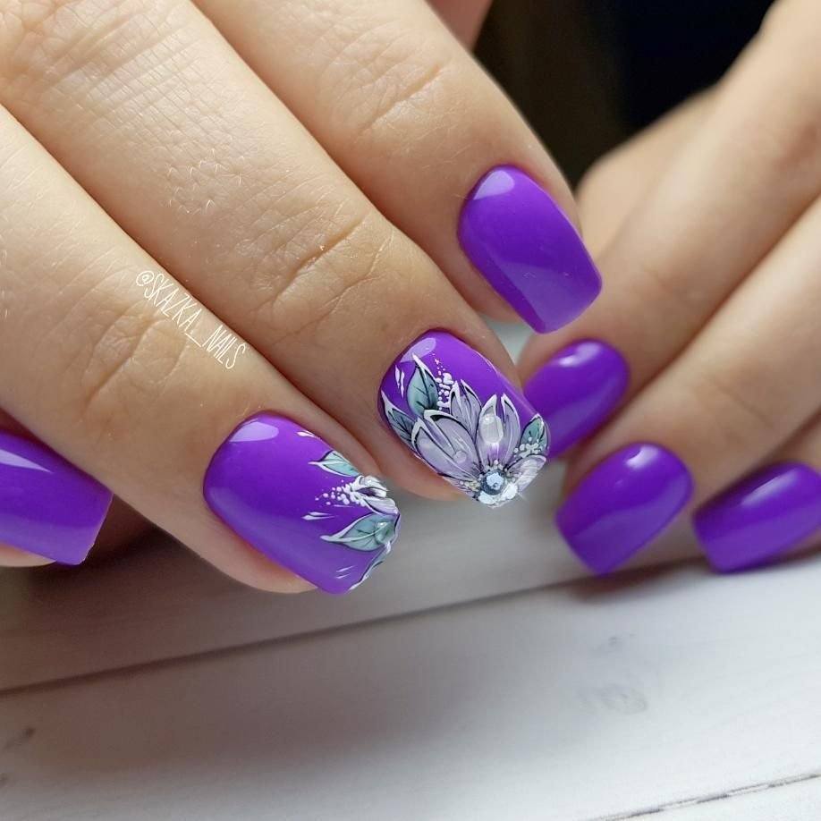Дизайн Ногтей На Короткие Квадратные Фиолетовые