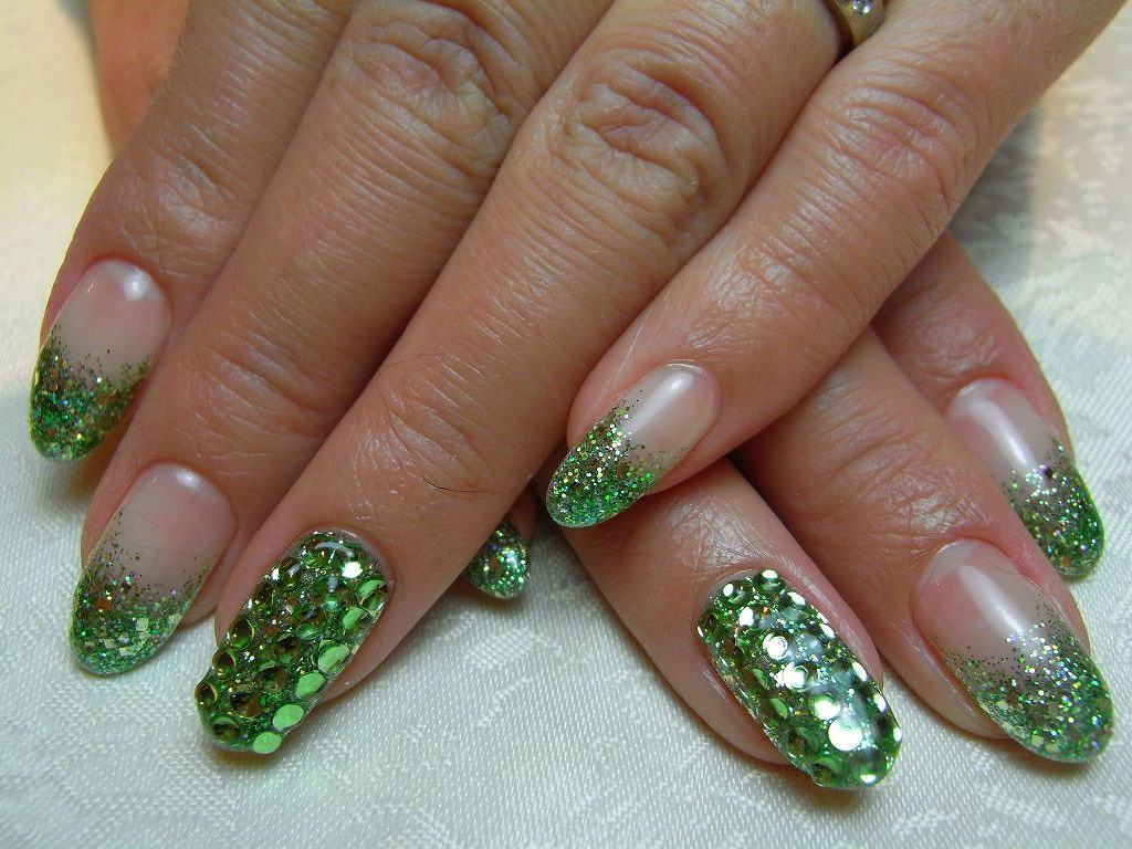 Ногти Зеленые С Блестками Дизайн Фото