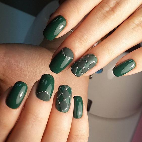 дизайн ногтей зеленого цвета