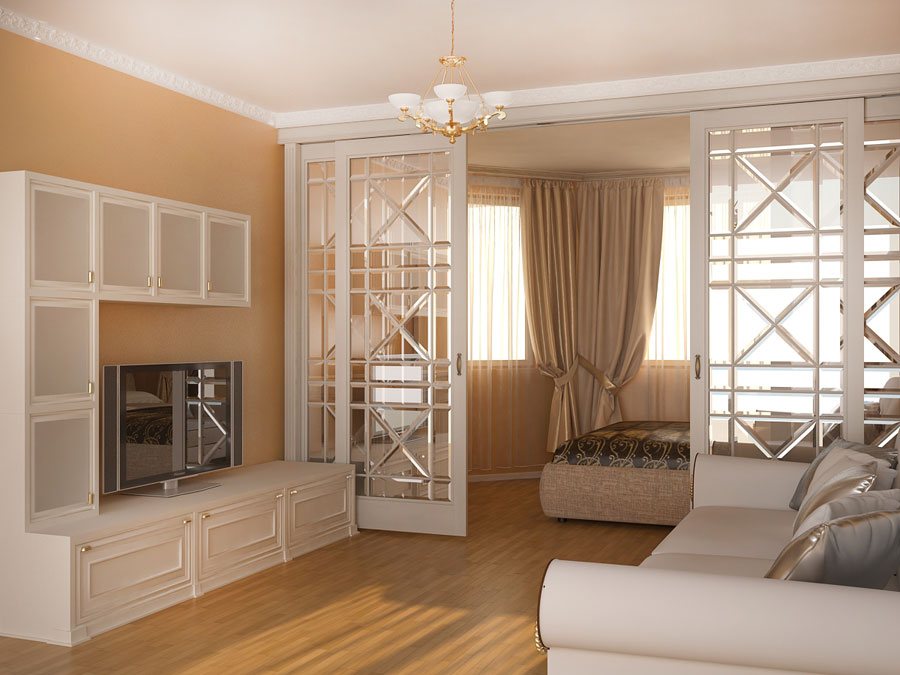 Дизайн спальня зал вместе