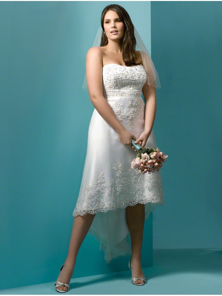 Короткие свадебные платья для полных женщин