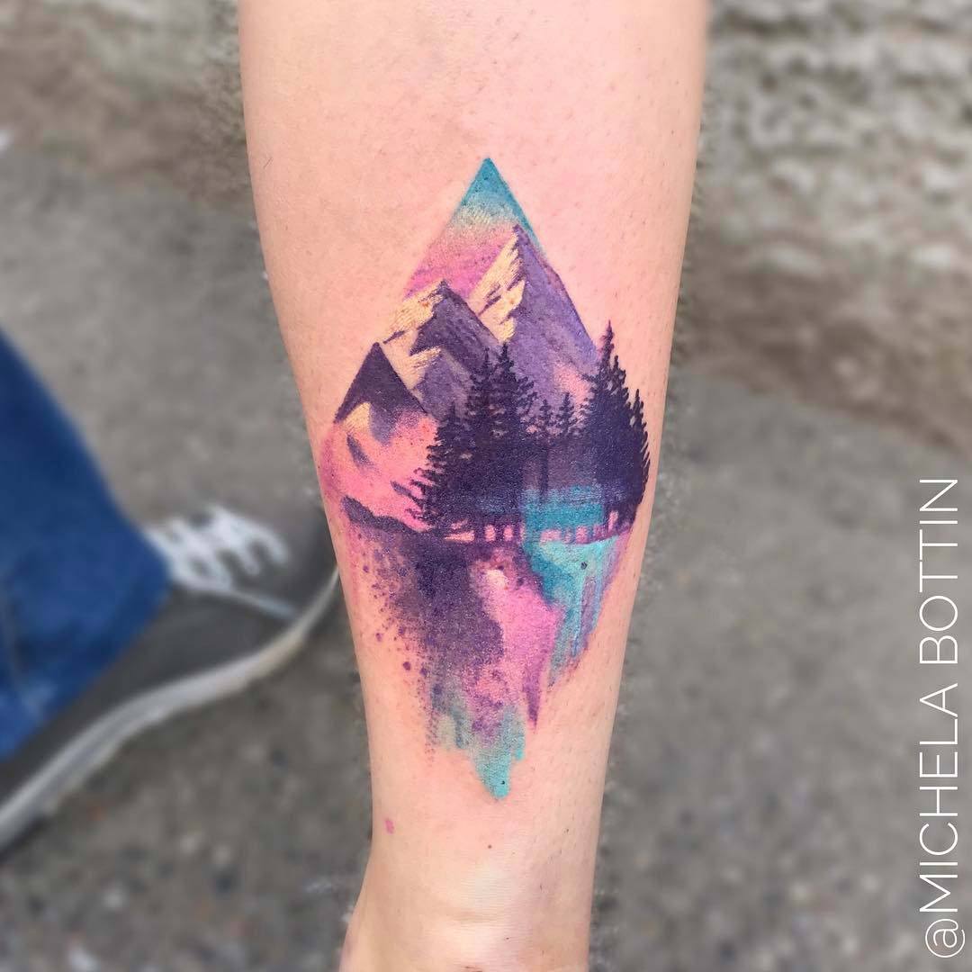 Beautiful Mountain Tattoo by Michela Bottin