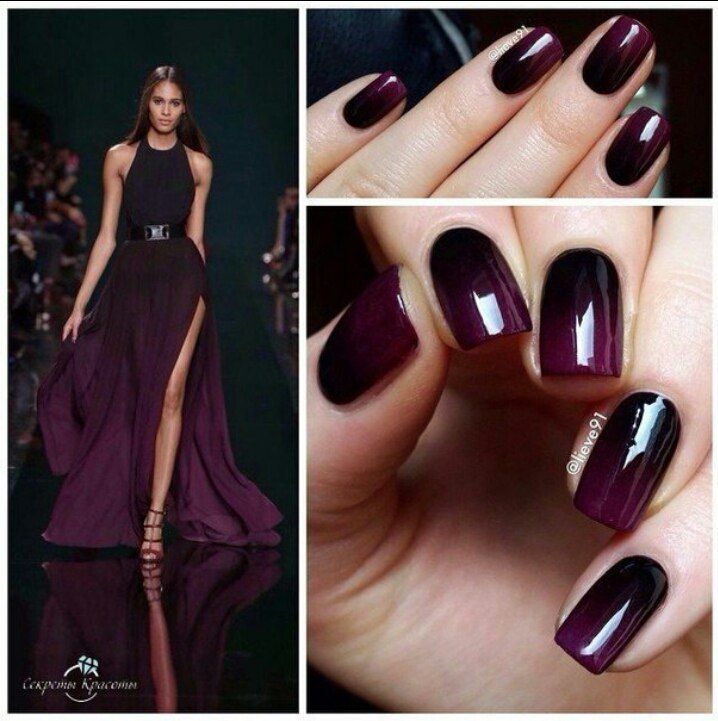 Черное платье цвет ногтей