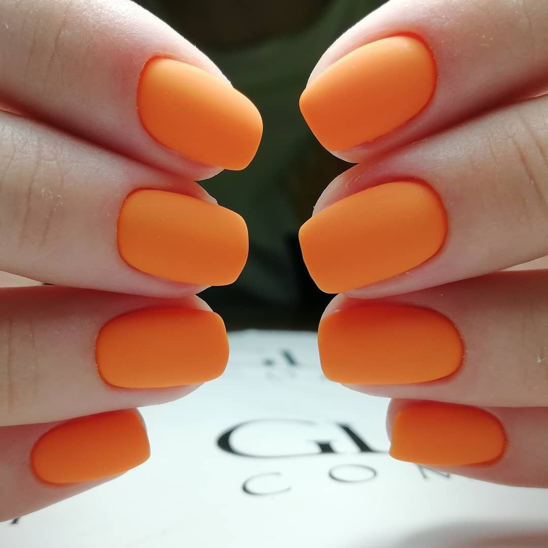 Оранжевый Коротких Ногтях Фото