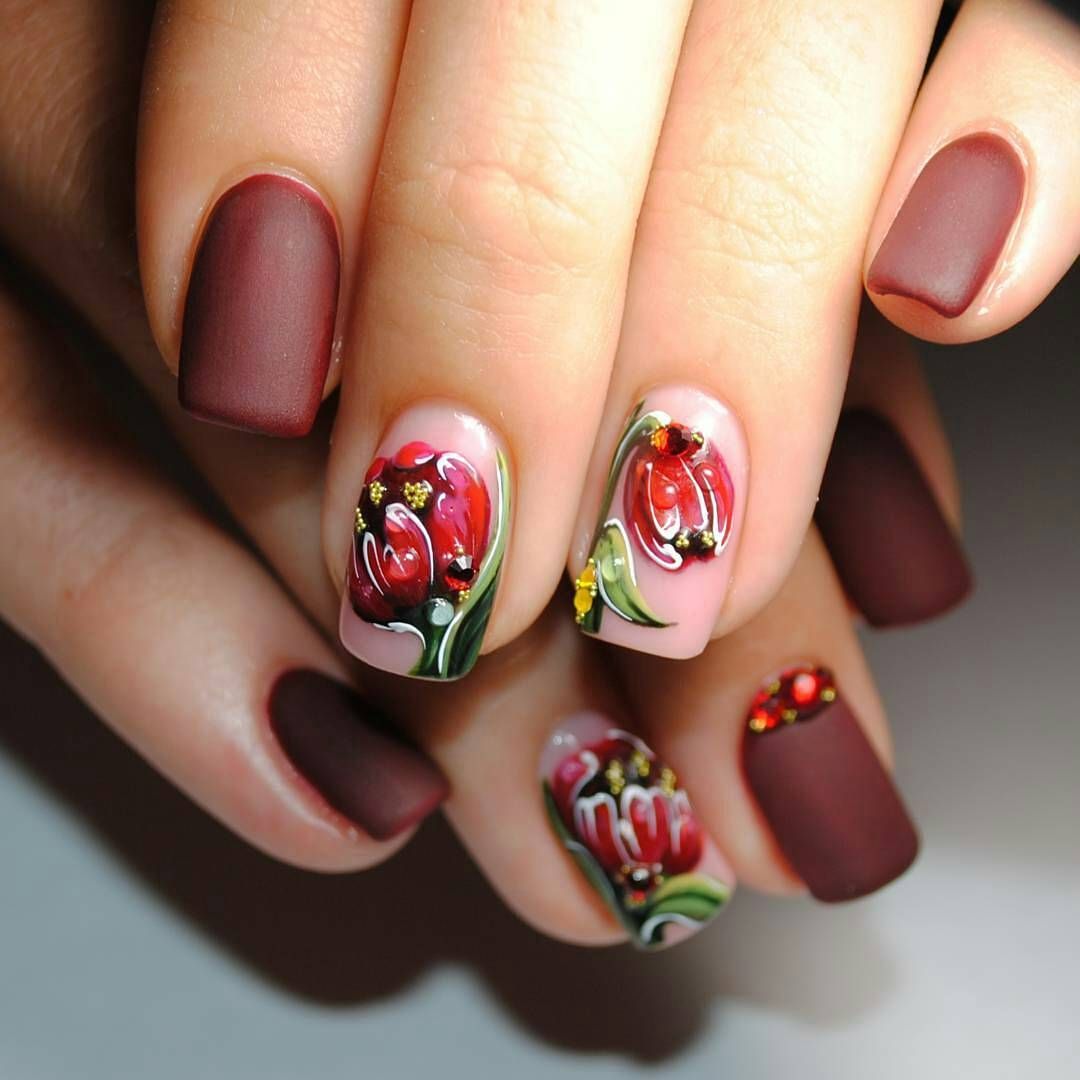 Шикарный весенний маникюр. Цветочный маникюр. Весенние ногти. Цветы на ногтях. Ногти с цветочками.