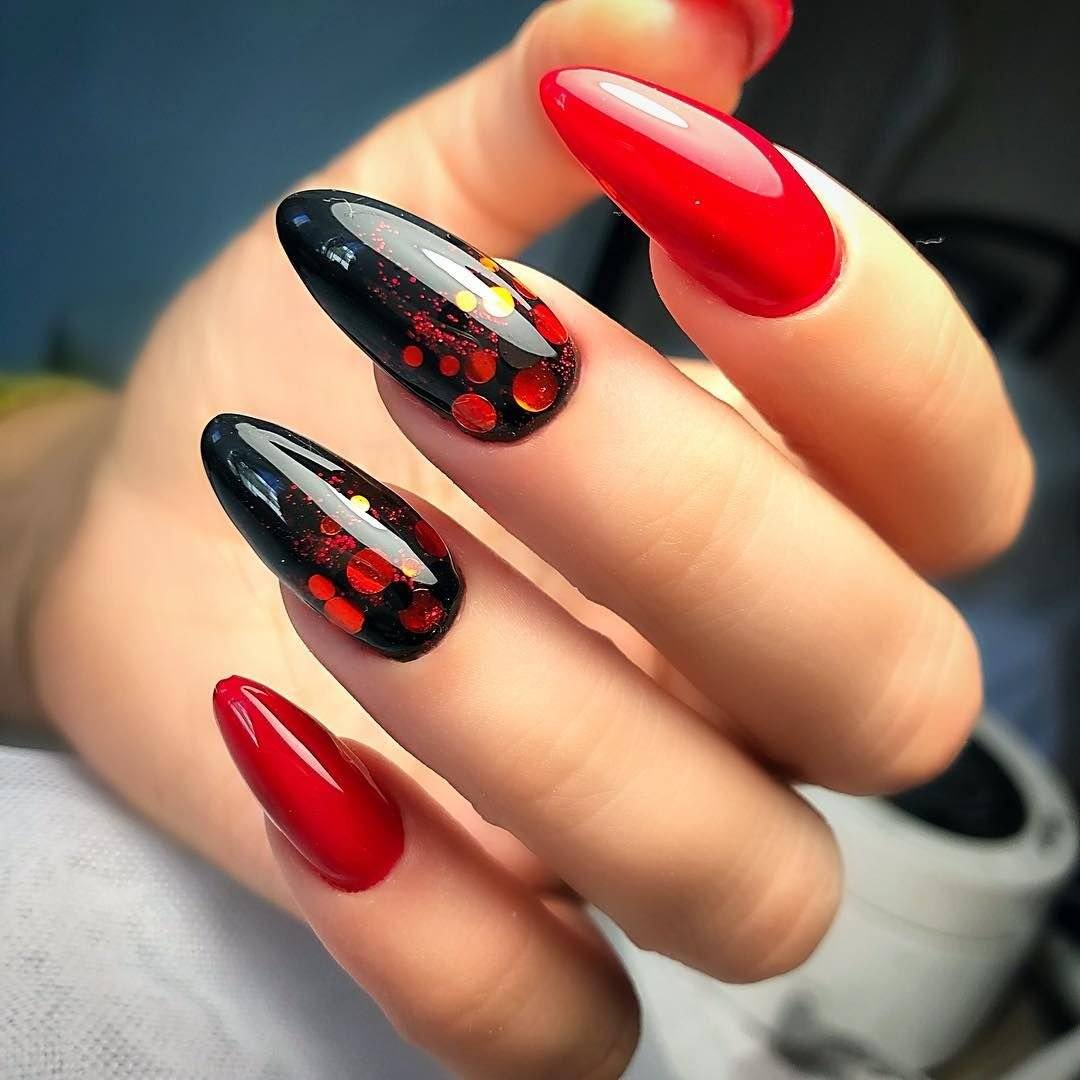 Маникюр Черно Красный Дизайн Ногтей