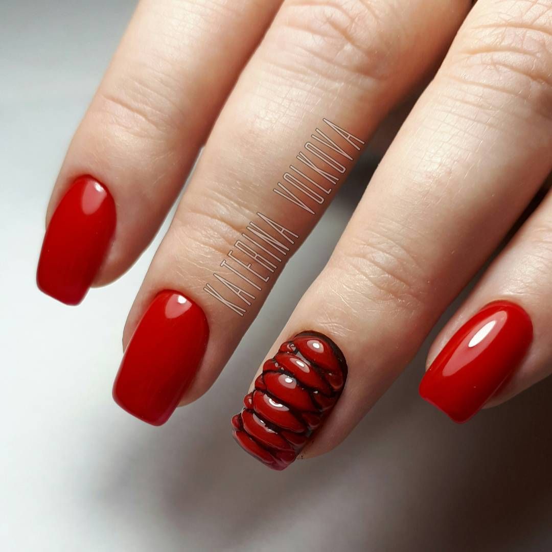 Красный Маникюр На Короткие Ногти Фото Дизайн