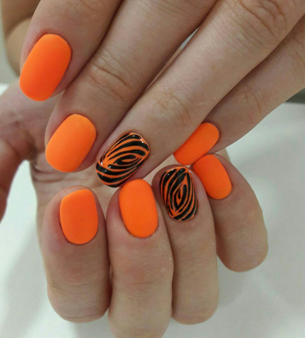 Оранжевые Ногти Маникюр Дизайн