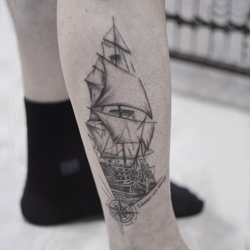 Видео татуировки корабль