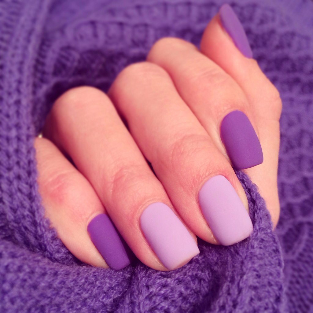 Однотонный Фиолетовый Маникюр
