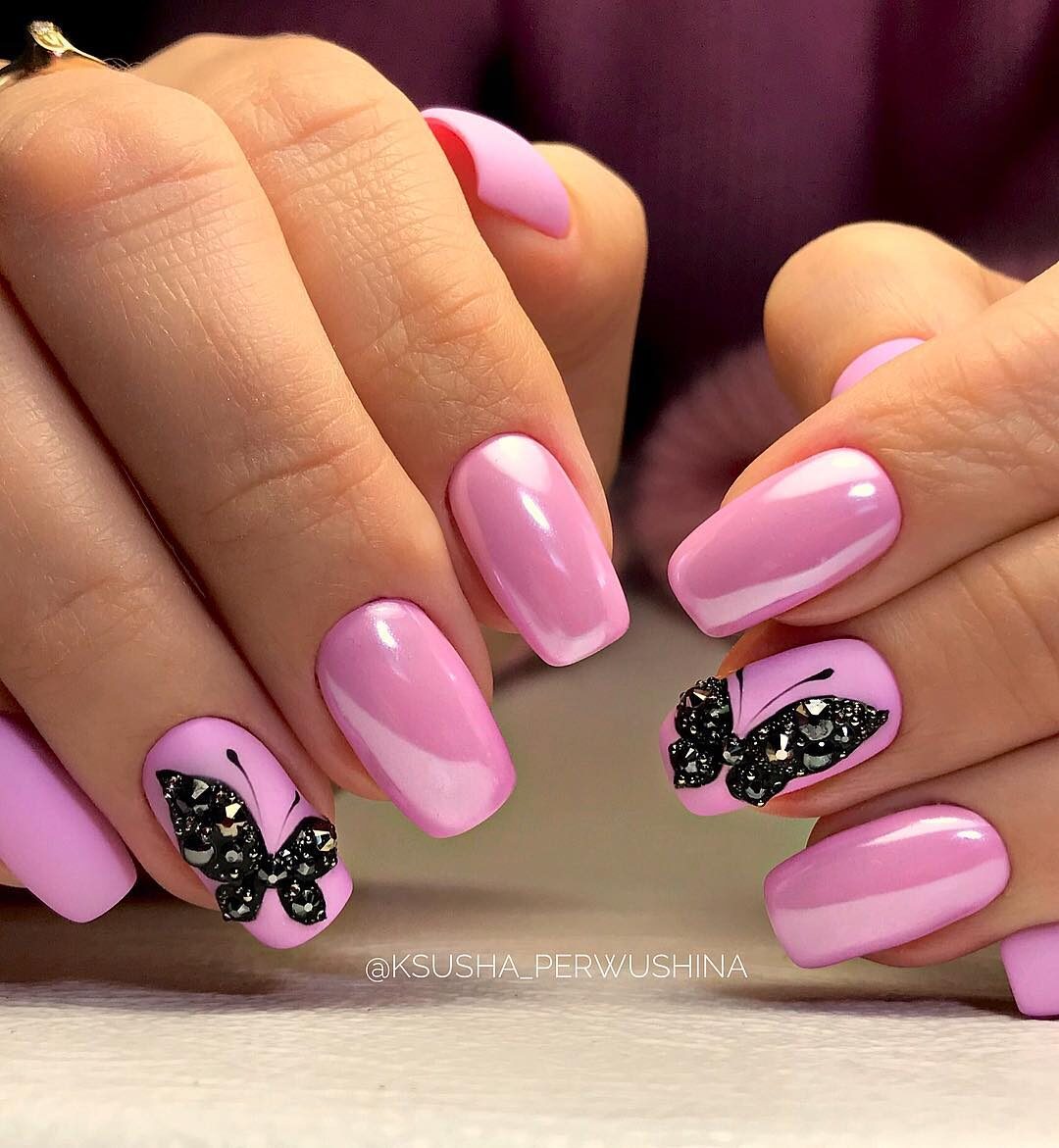 Дизайн розовых ногтей. Розовые ногти. Красивый розовый маникюр. Модные розовые ногти. Ногти с бабочками.