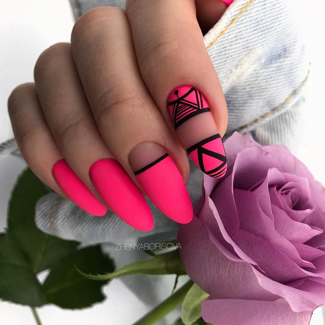 Дизайн матовых ногтей 2024. Яркие розовые ногти. Дизайнерские ногти. Красивые модные ногти. Яркий розовый маникюр.